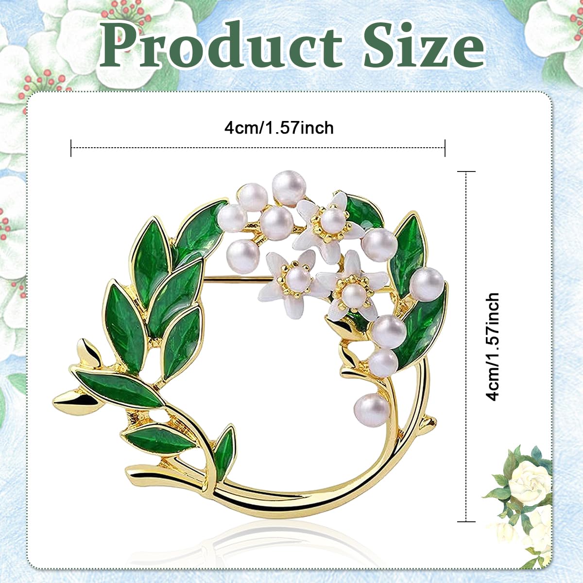 SANNIDHI Brooch for Women Pearl Gardenia Saree Brooch Pin Enamel Alloy Elegant Flower Suit Brooch for Blouse, Dress, Blazer, Scarf - with Gift Box (Gold Wheat)