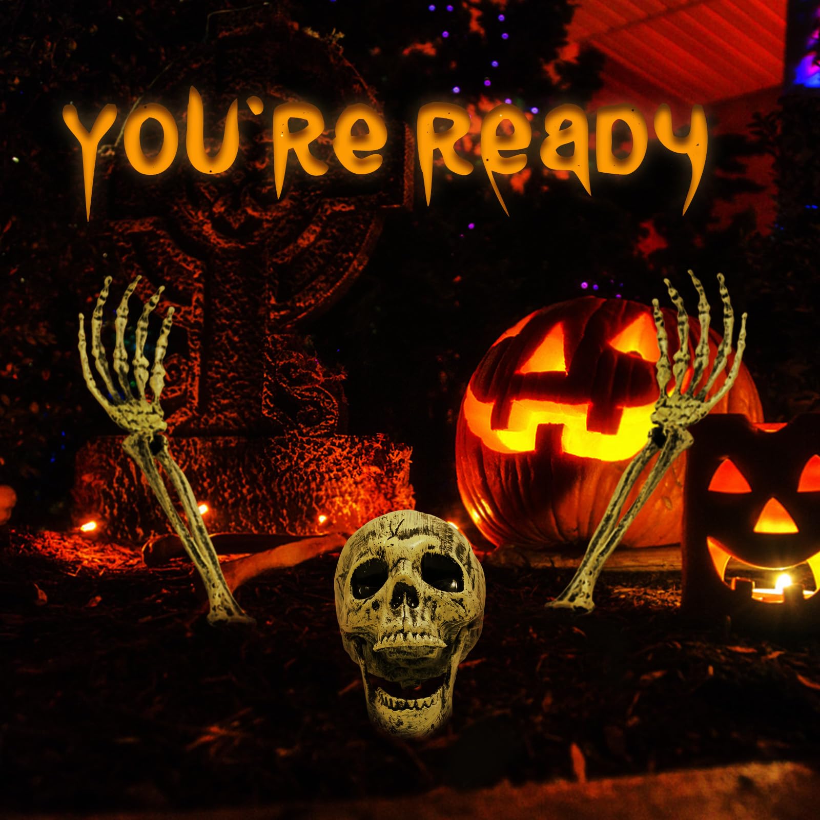 HASTHIP Halloween Half Buried Skeleton Ornament for Lawn and Garden Décor | Includes 2 Arms and Head
