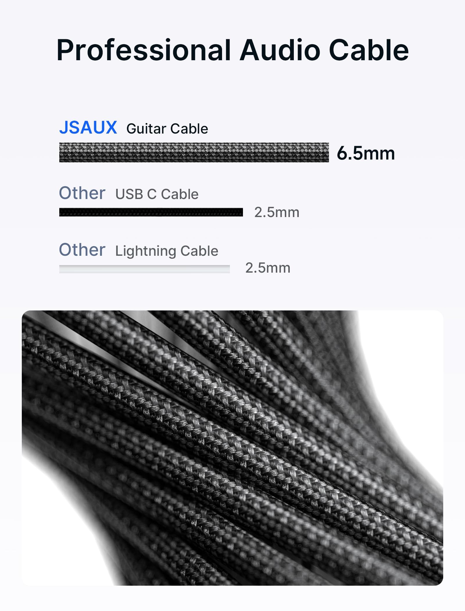 JSAUX Guitar Cable for Electric Bass Guitars and Amps featuring 9.8 ft Length | Nylon Braided