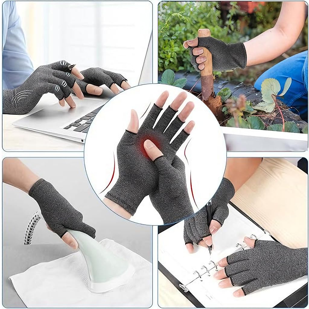 Zibuyu Arthritis Compression Gloves for Pain Relief with Ergonomic Fingerless Fit | Bamboo Fabric Comfort for Day and Night Use