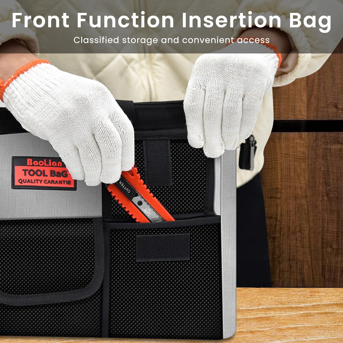 Serplex Tool Bag for Professionals with Wide Mouth and 40x22x25cm Capacity | 1680D Oxford Fabric