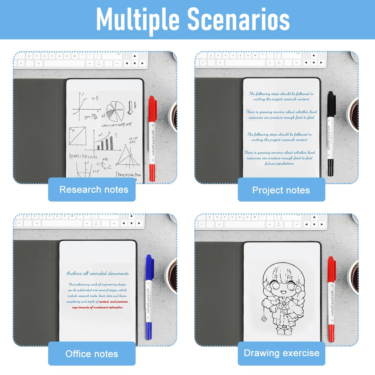 Climberty Folding Whiteboard for Home Office and School with PU Cover 12×8 in | 3 Pens & Eraser
