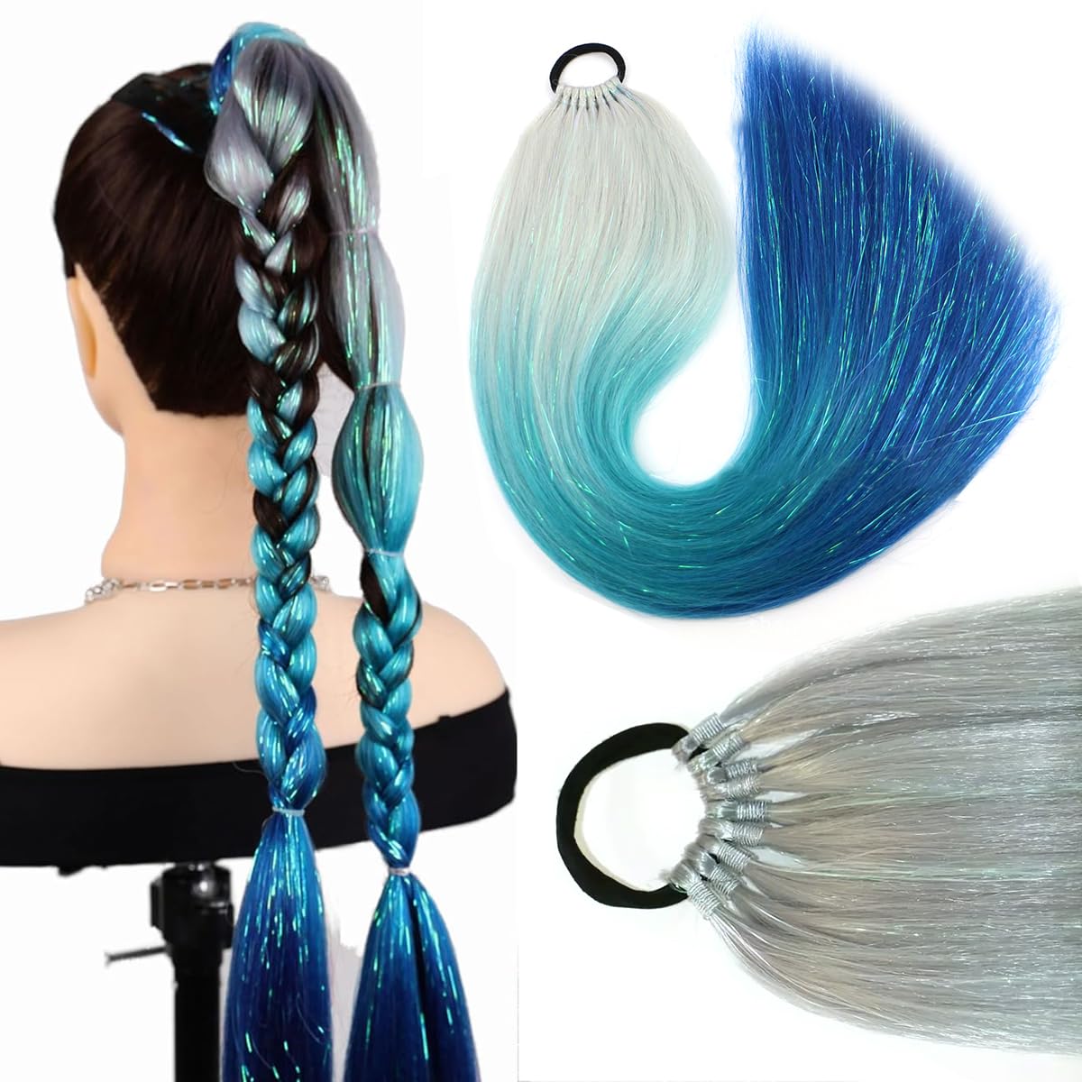 PALAY Ponytail Extension for Daily and Party Hairstyles with Hair Tie 26in Synthetic Fiber | Rainbow Ombre Style for Women and Girls