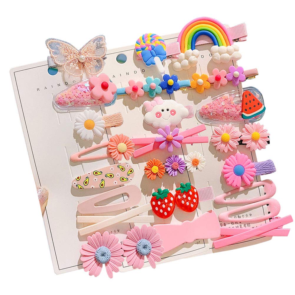 ZIBUYU Hair Clips Set for Girls with 14 Colorful Cartoon Designs | Cute Kids Hair Accessories