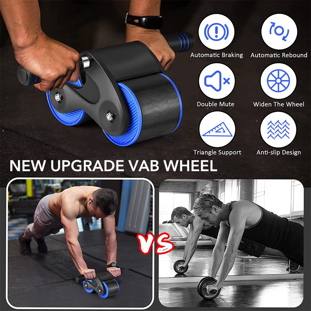 Proberos Ab Roller for Home Workout with 10.5cm Dual Wheel and Automatic Rebound Spring | Core Strength Trainer