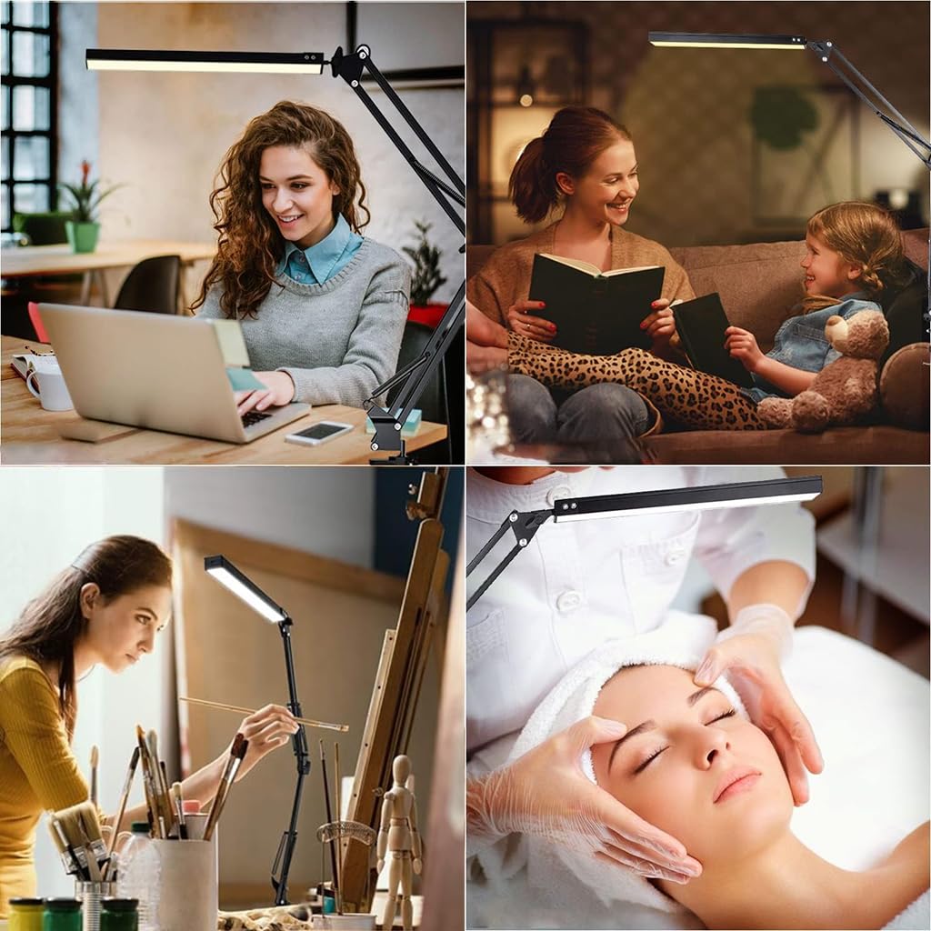 ELEPHANTBOAT LED Desk Lamp for Study and Reading with Dual Power Ports & Touch Control | 1200mAh Rechargeable Folding Bar Light