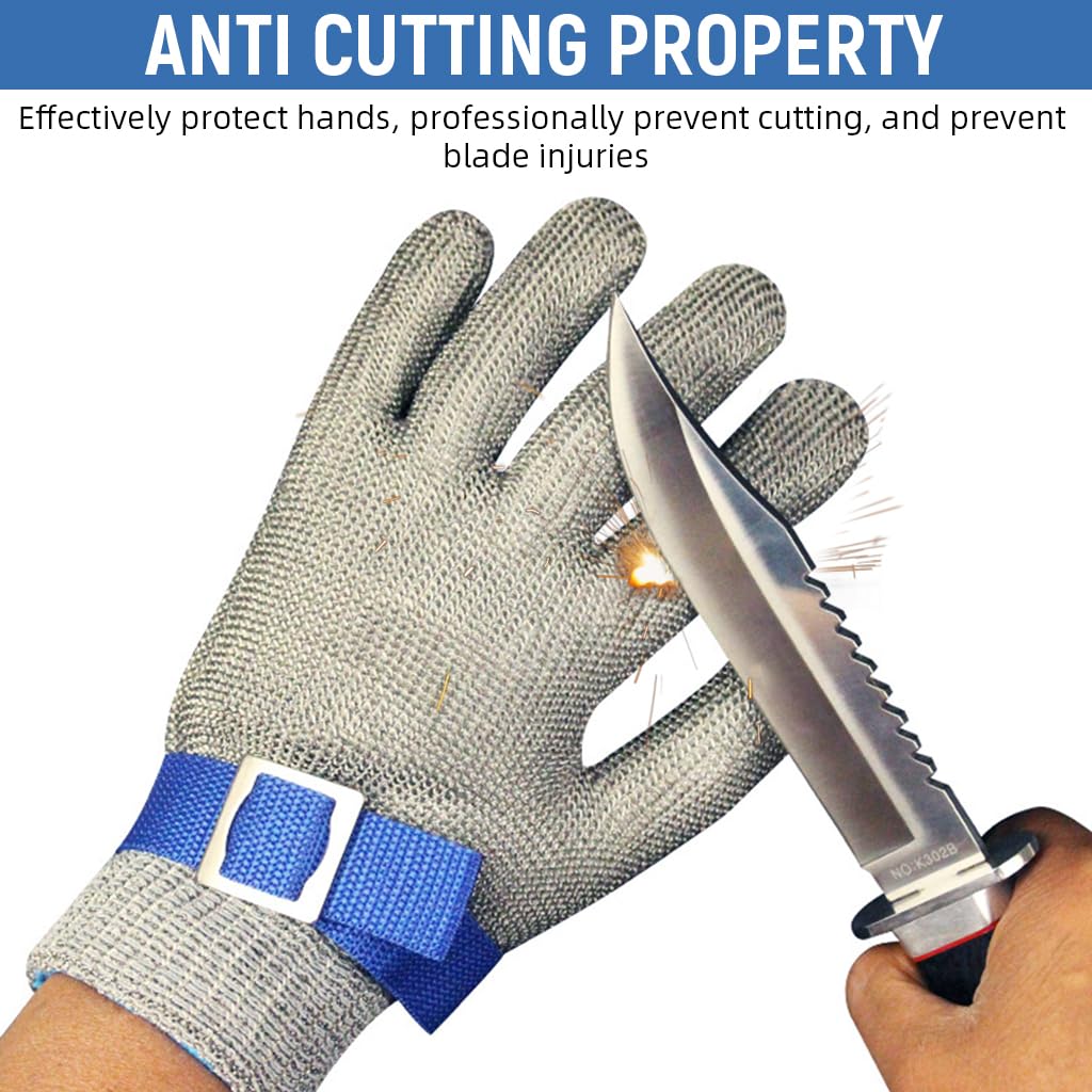 HASTHIP Safety Gloves for Fish and Meat Handling with Level 9 Cut Protection Mesh | Stainless Steel Adjustable Fit for Men