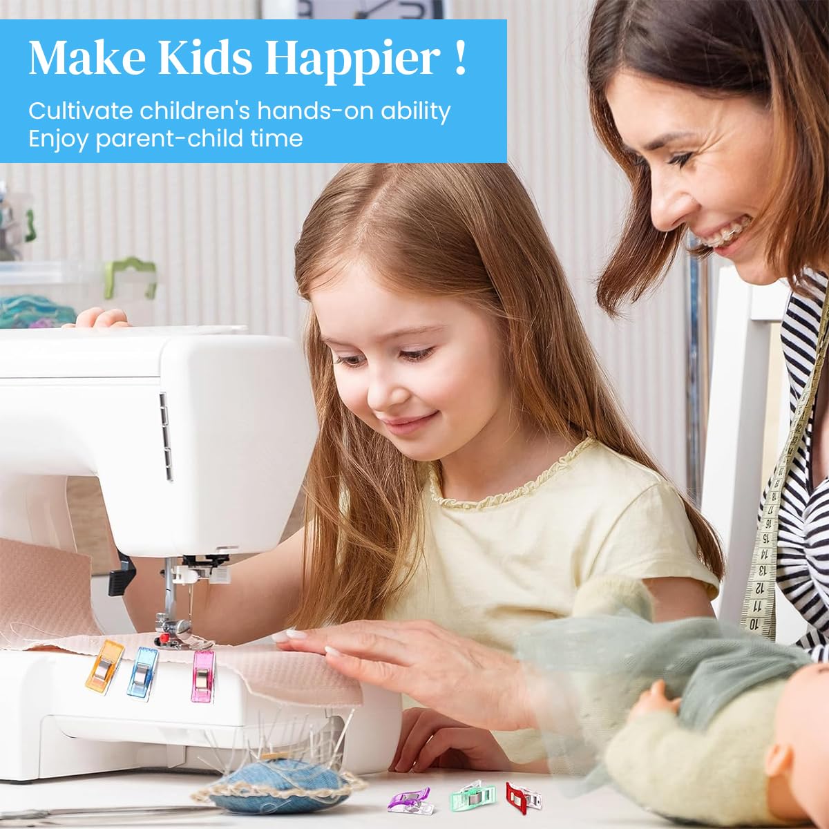 HASTHIP Sewing Clips for Fabric and Quilting 50 Pcs featuring Flat Base Spring Clip Design