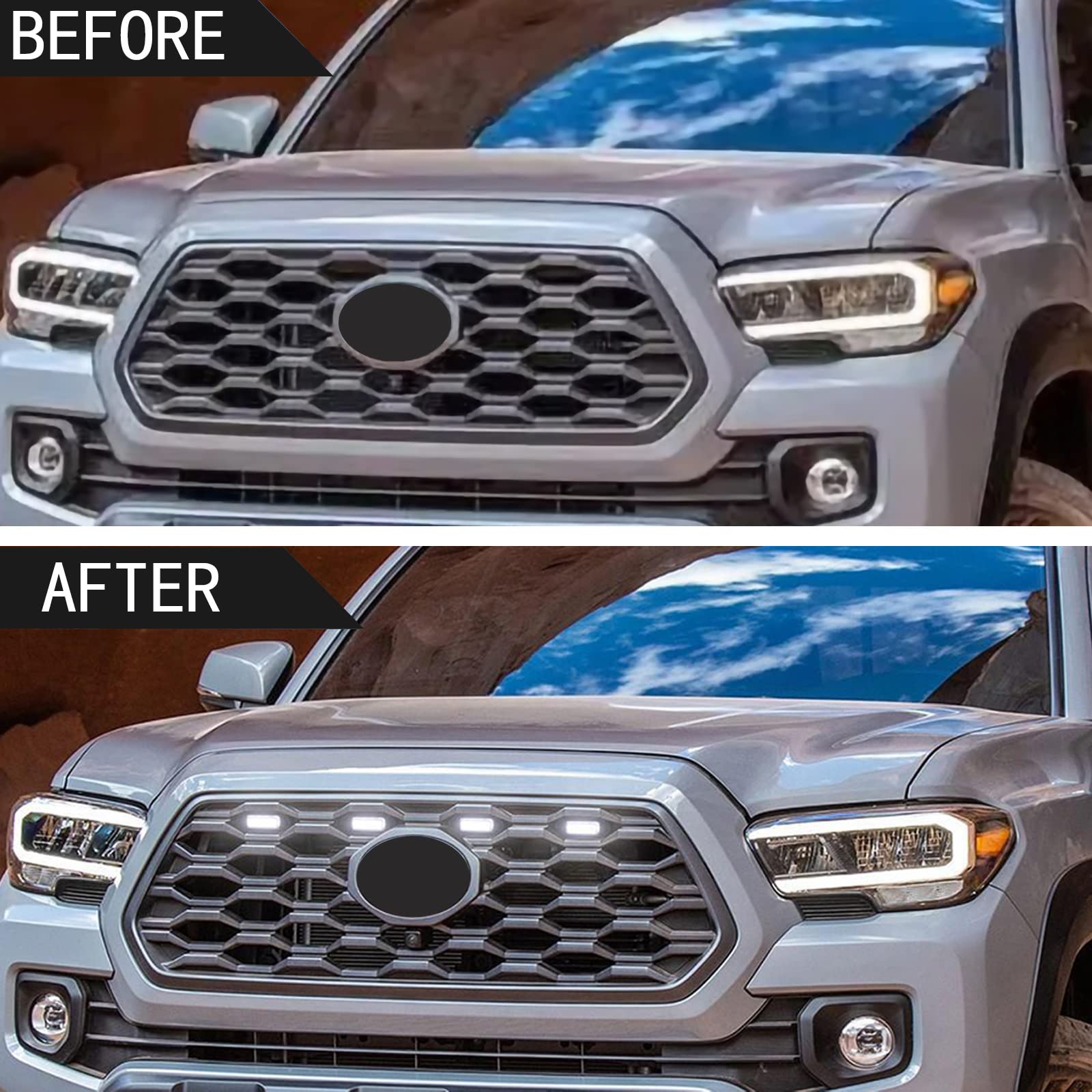 ZIBUYU LED Grill Light Kit for 2020–2022 Tacoma with 4pcs Lights and Waterproof PMMA Housing