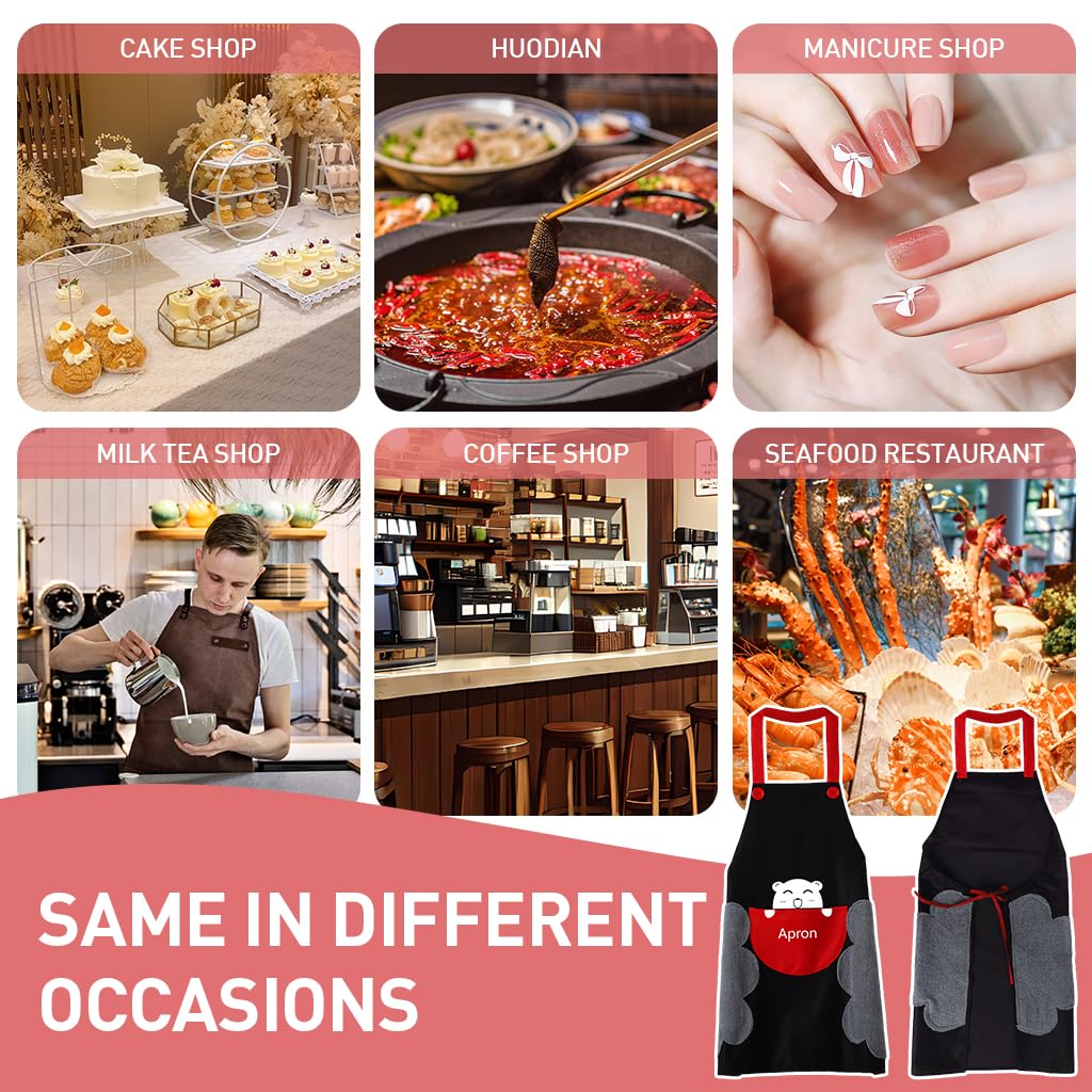 Zibuyu Kitchen Apron for Cooking with Pocket and Coral Plush Patches 27.56 in Long PVC | Waterproof and Oil Proof for Women and Men