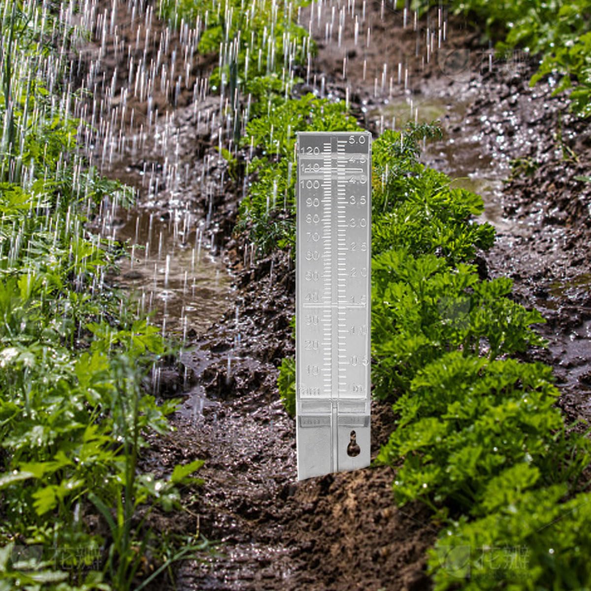 Optifit Rain Gauge for Agricultural Irrigation with 5 in Scale Tube and Ground Stake | Easy Read Plastic Rainfall Measure for Garden and Lawn