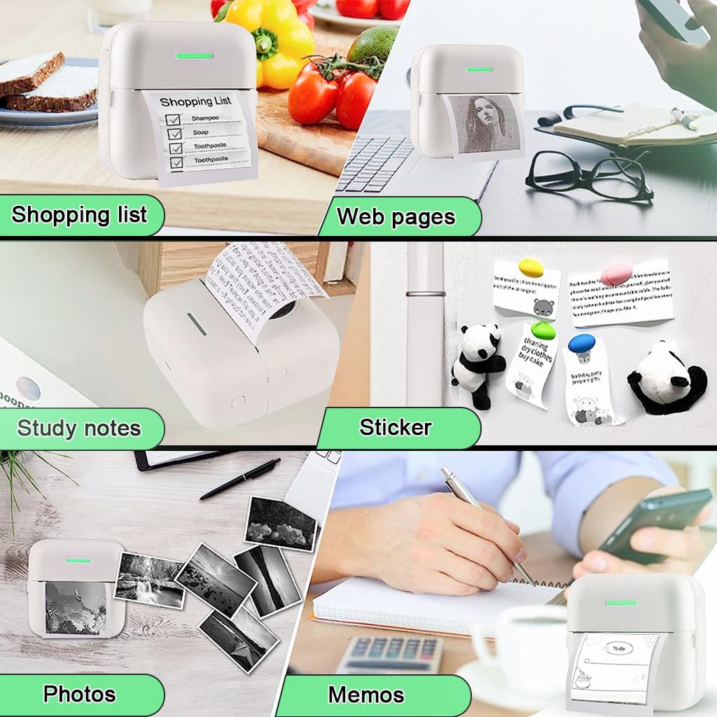 ZORBES Mini Printer for Mobile with Bluetooth Thermal Ink Free Tech and 10 Rolls Paper