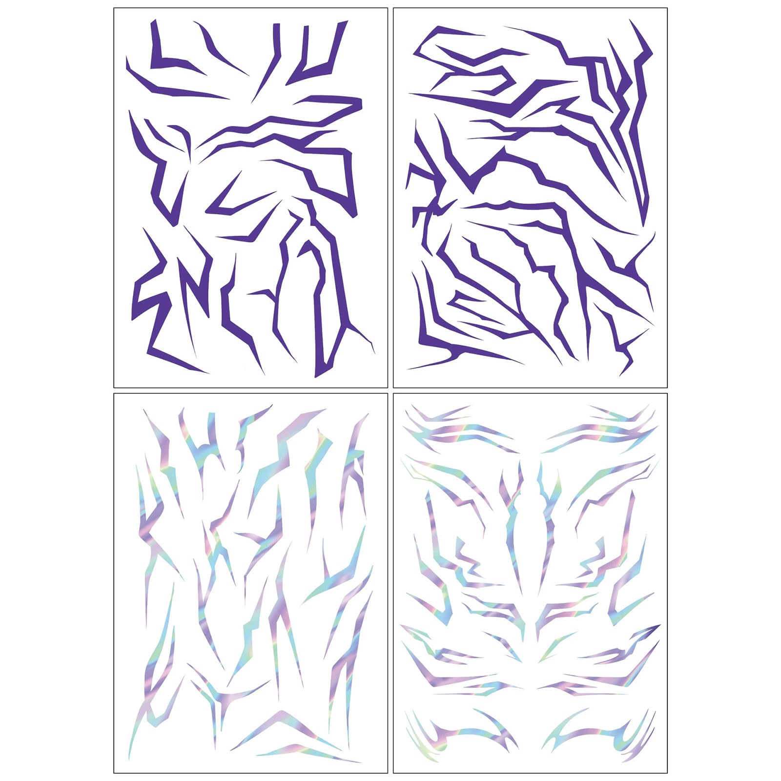 MAYCREATE Temporary Tattoo Stickers for Halloween and Cosplay featuring 4 Waterproof Purple Ombre Sheets