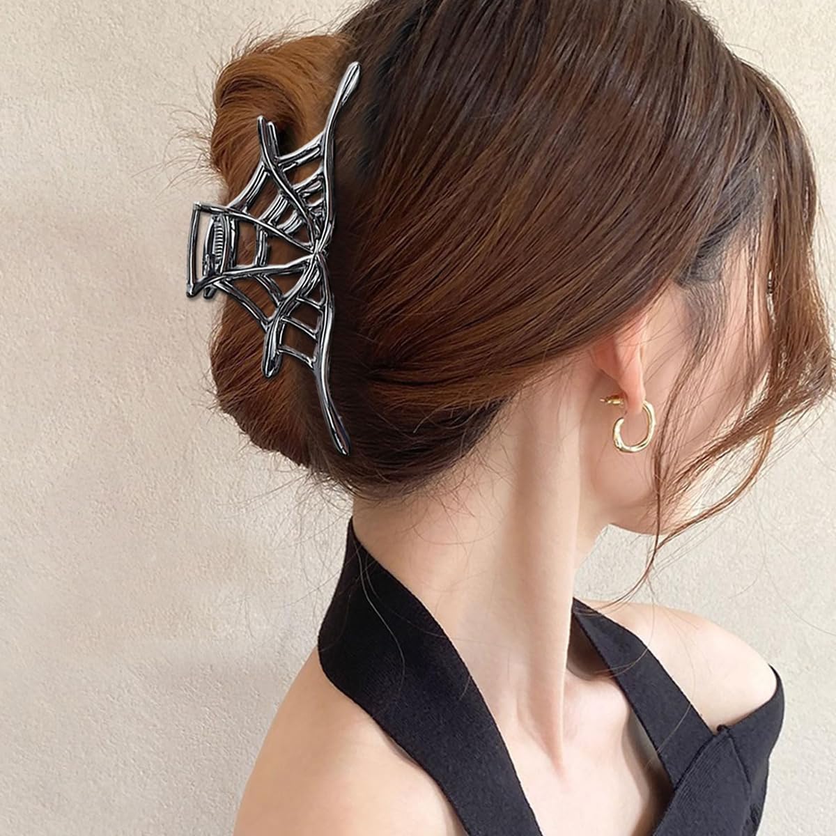 MAYCREATE Gothic Hair Claw Clips for Halloween with Cobweb Bat and Spider Design | 3Pcs Metal Set