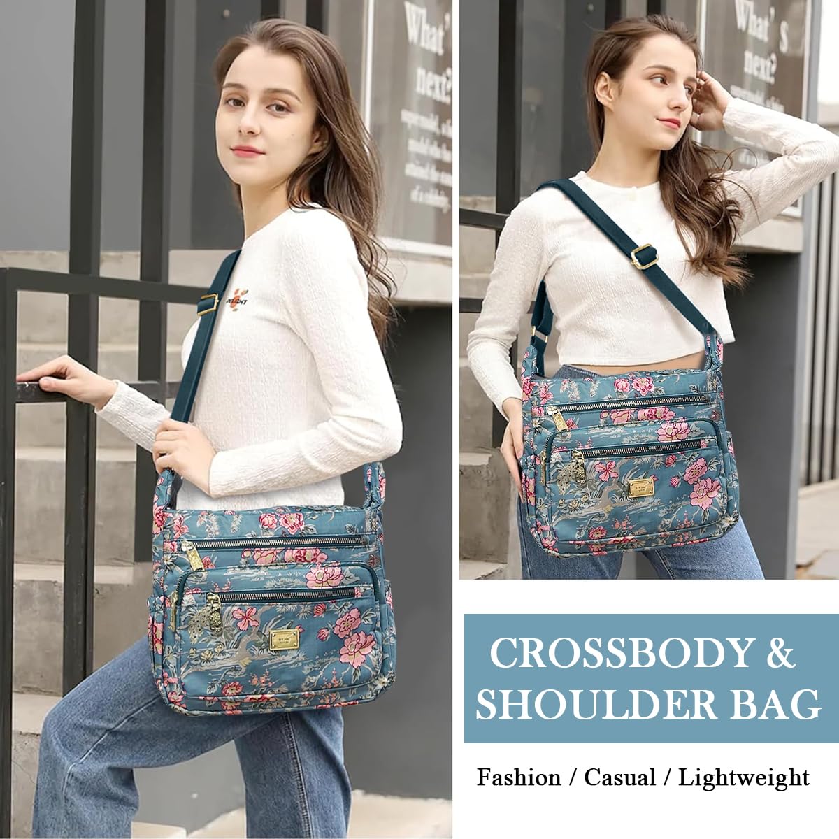 PALAY Crossbody Bag for Women with Multi Pocket Design and Adjustable Strap | 3 PCS Nylon Set