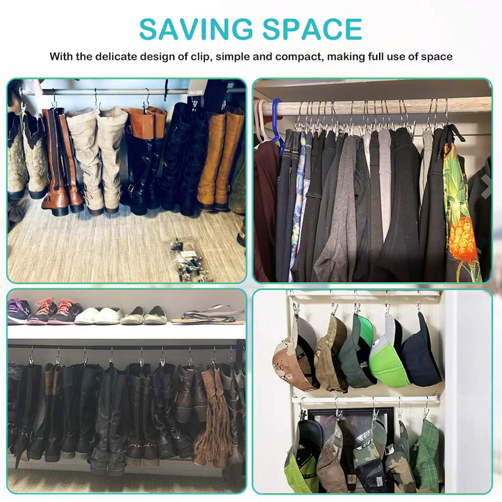 ZIBUYU Cloth Clips for Clothes Drying with Spring Loaded Mechanism and Metal Hooks | 20Pcs