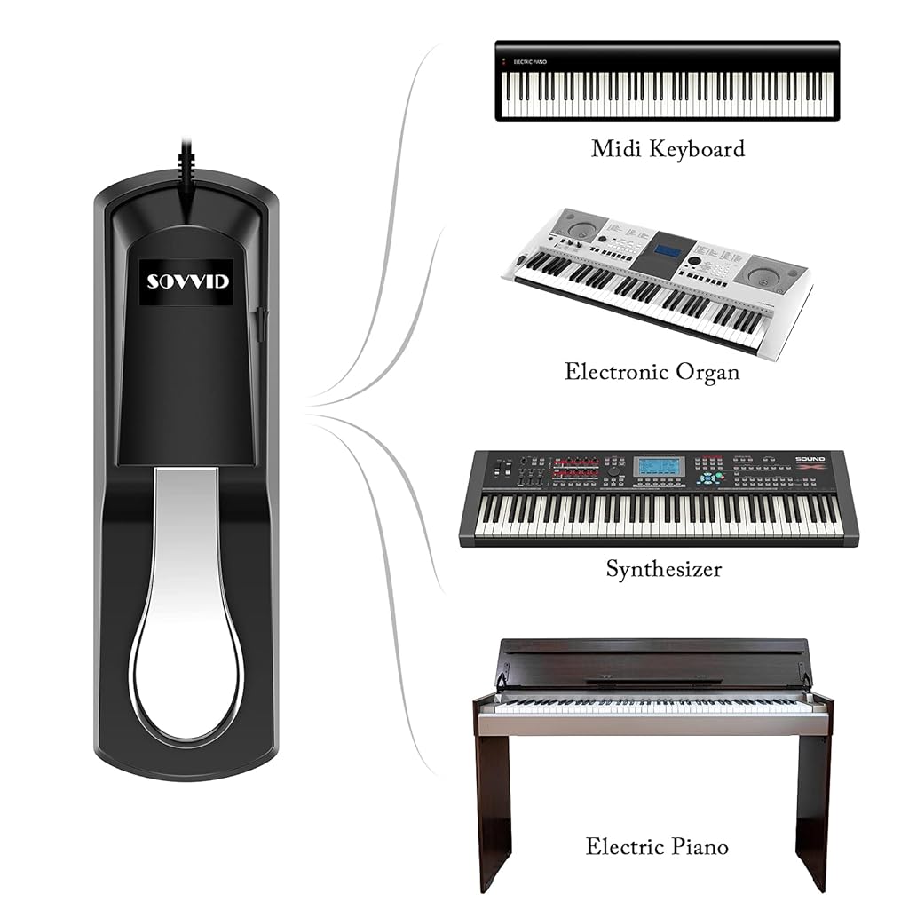 ZIBUYU® Digital Piano Pedal Sustain Universal Keyboard for Yamaha Roland Casio Korg Behringer Moog Piano Keyboard Black 3 PCS