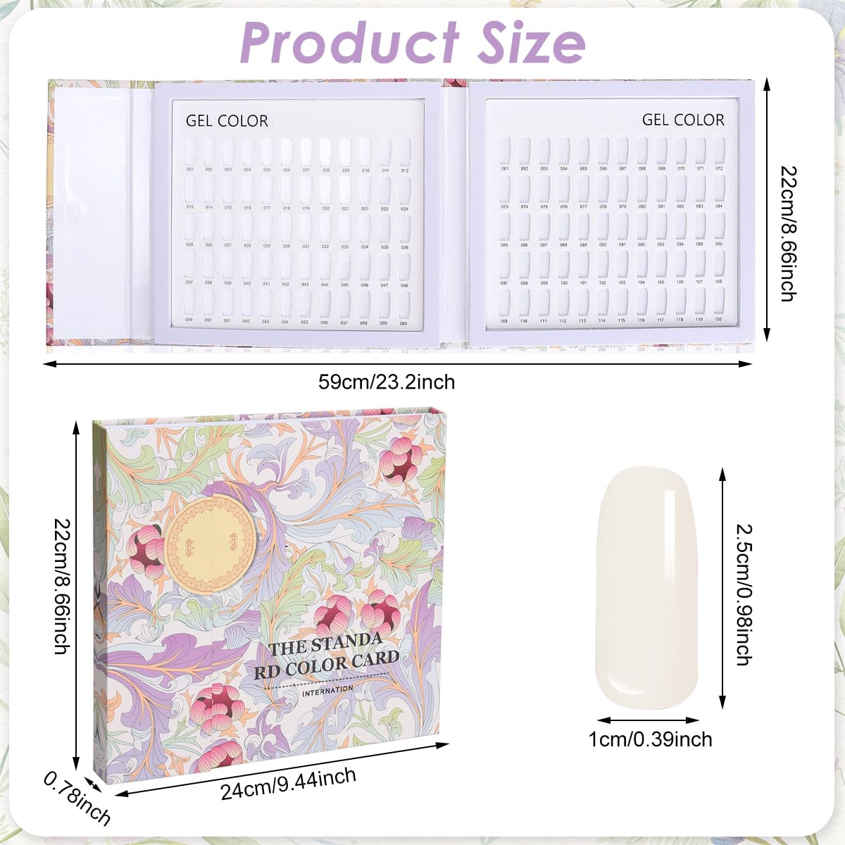 MAYCREATE Nail Color Chart Display Book with 120 False Nail Tips for Salon and Home Use | Hard Cover Organizer for Gel and Acrylic Swatches