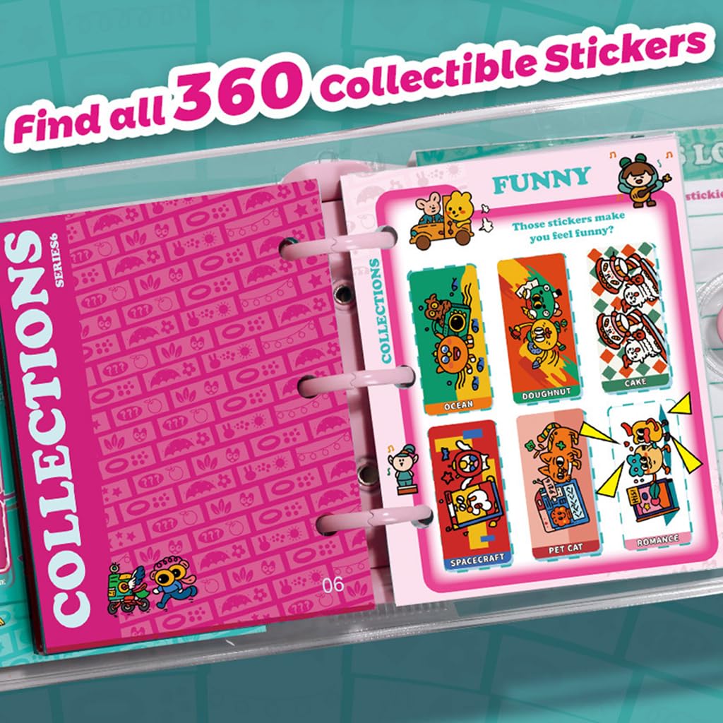 PATPAT Sticker Album for Collecting 360 Pcs Kawaii Stickers with Ring Binder & Waterproof Cover