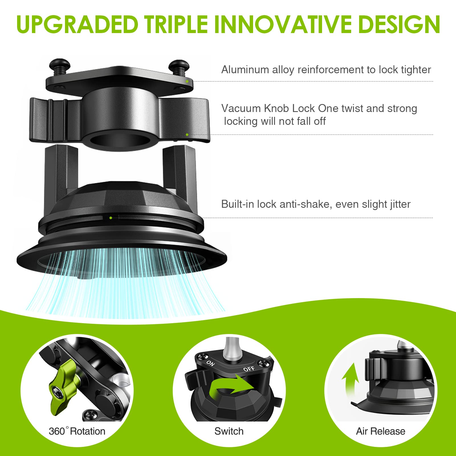 STHIRA Car Mobile Holder for Windshield and Dashboard with 360° Rotatable Arm | Secure Suction Mount