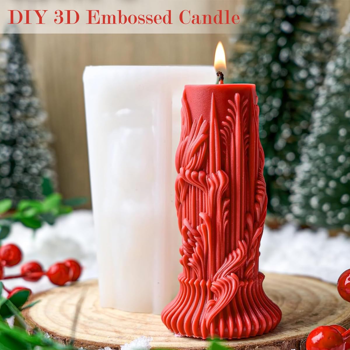 HASTHIP Cylindrical Candle Mold for DIY Resin and Wax Candles featuring Roman Embossed Design | 2PCS Silicone Craft Supplies