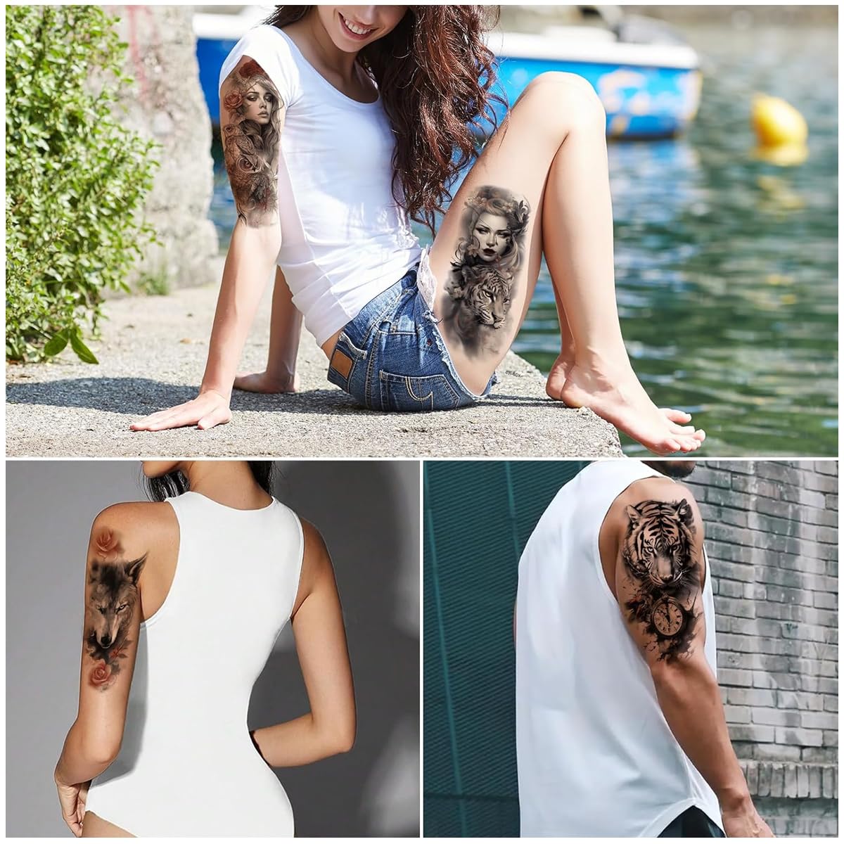 MAYCREATE Temporary Tattoo for Men and Women with 34 Sheets Including 102 pcs | Realistic Arm and Body Designs