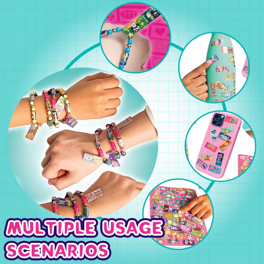 PATPAT DIY Sticker Bracelet Kit for Kids featuring 10 Cartoon Sticker Reels | 2PCS Set