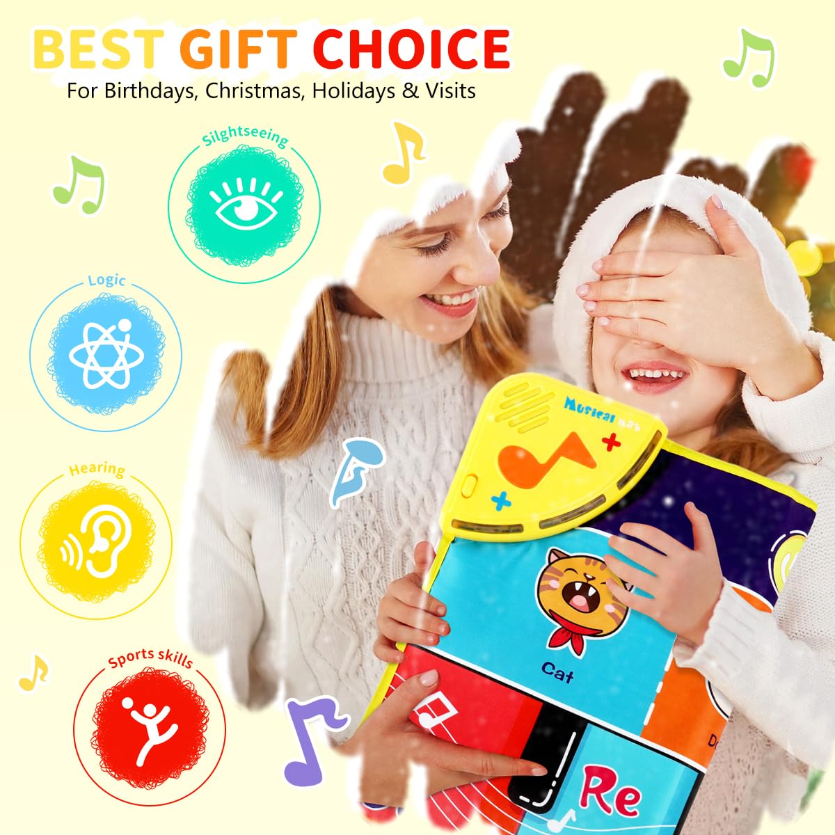 PATPAT Piano Keyboard Musical Mat for Kids with 8 Animal Sounds and 6 Modes | 27.56x11.81 in