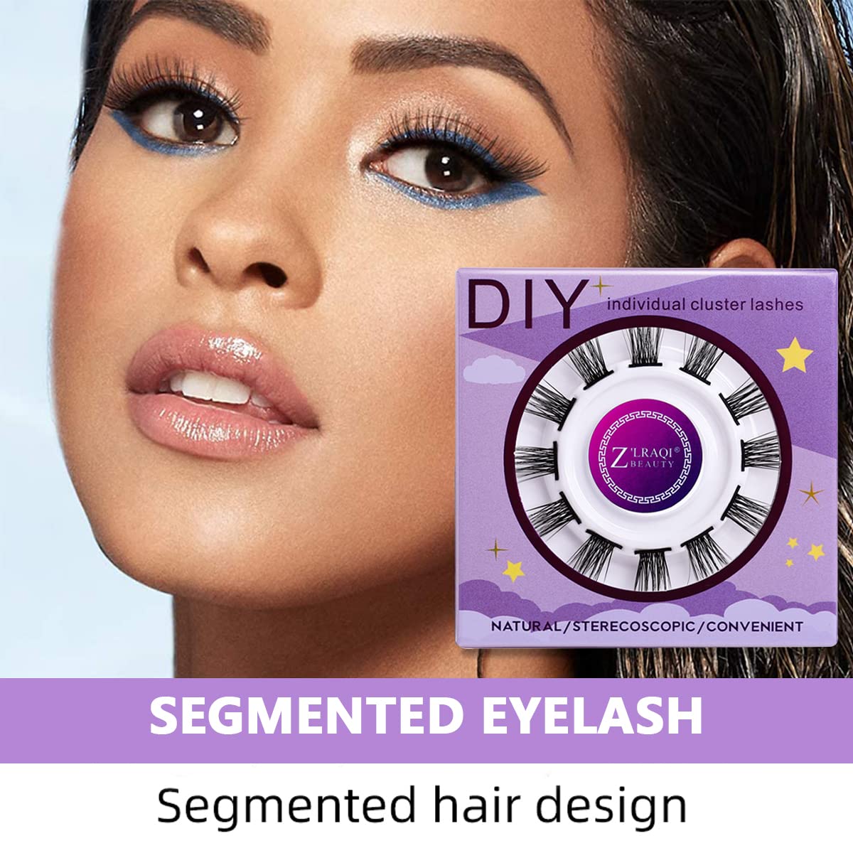 MAYCREATE False Eyelash Kit for Natural 3D Eye Look featuring 12pcs 13mm Cluster Lashes | Includes Glue and Tools