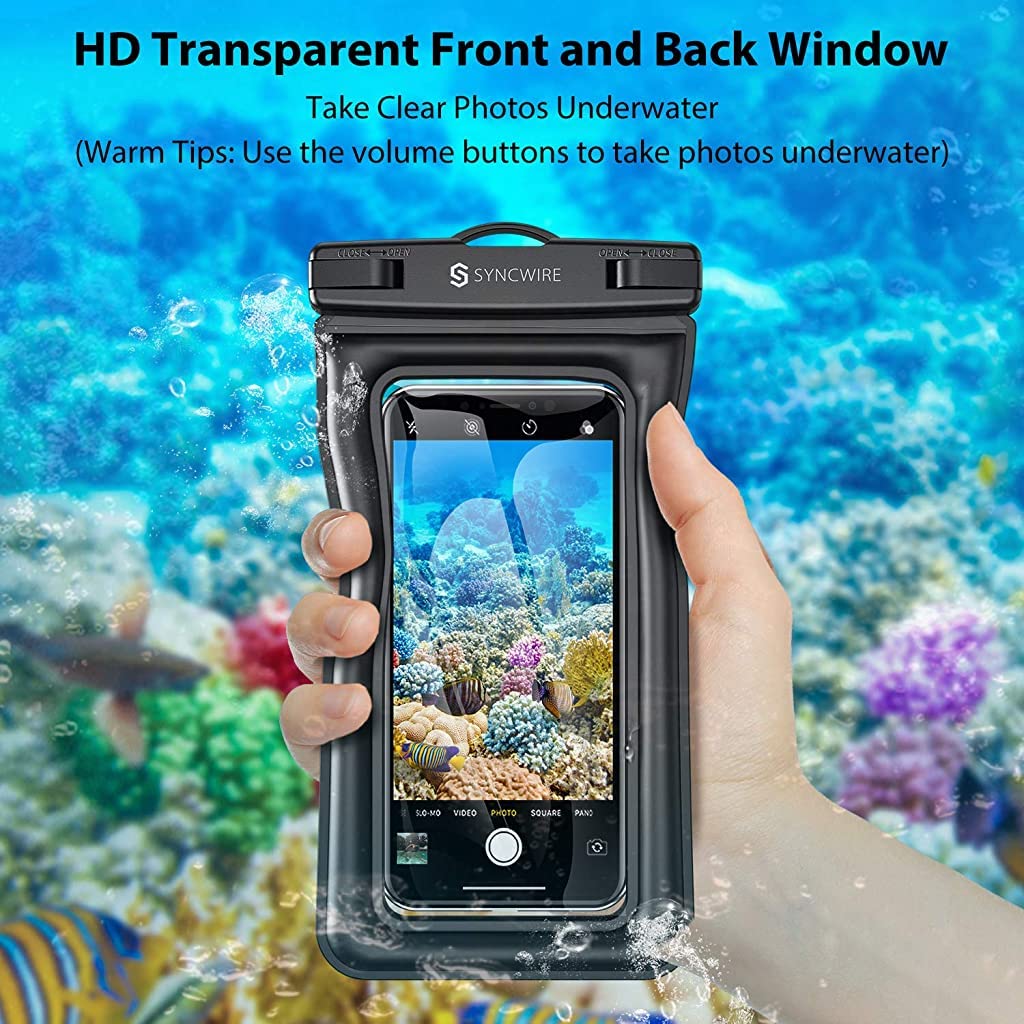 ZORBES Waterproof Phone Case for 7.2 in Smartphones with Dual-layer Floating Air Bag | Clear Double-side Window and Safety Lock for Swimming and Beach
