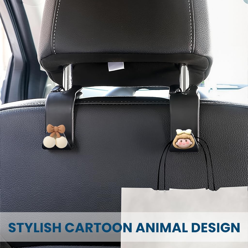 ZIBUYU Car Headrest Hooks for Seat Organization with 360° Rotating ABS Design | 2 Pack