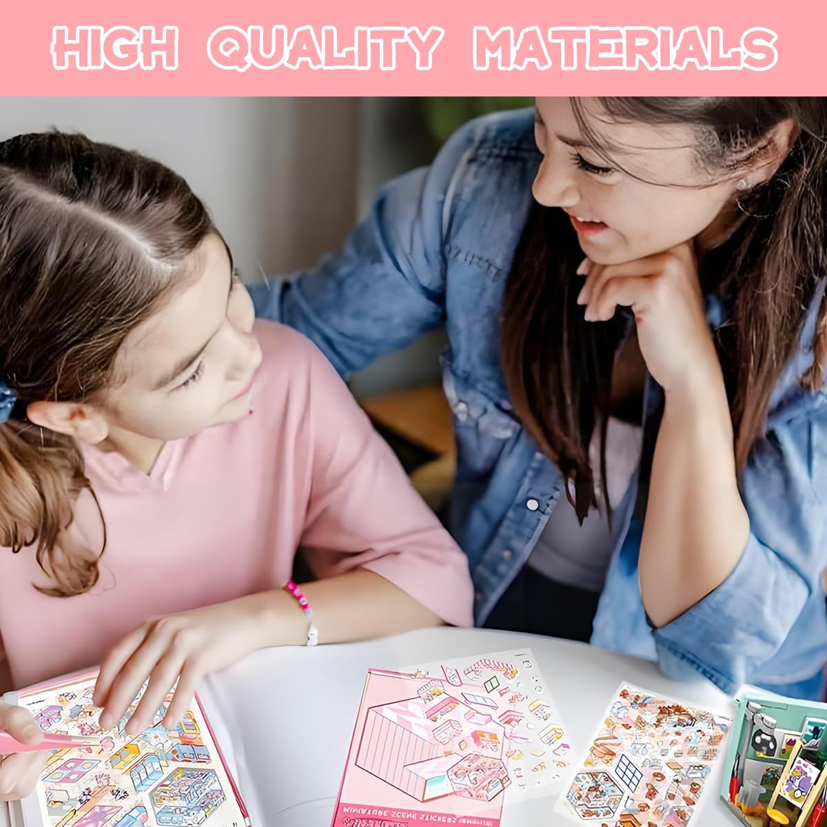 HASTHIP 3D Cartoon Scene Building Sticker Book for Kids with 20 Scenes and Tweezer Tool