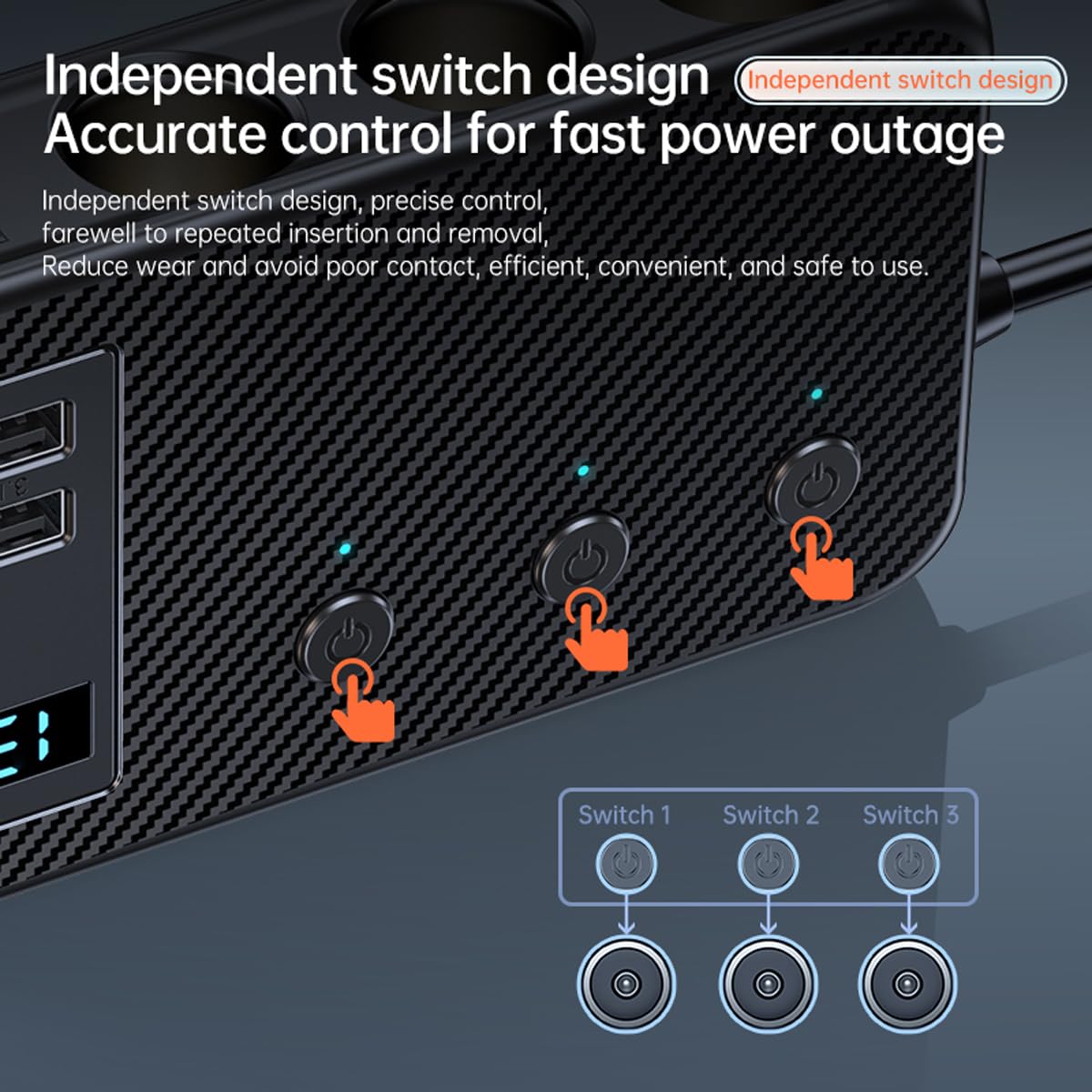 STHIRA Car Cigarette Lighter Extender with 3 Ports and PD 30W Fast Charging | 170W Output