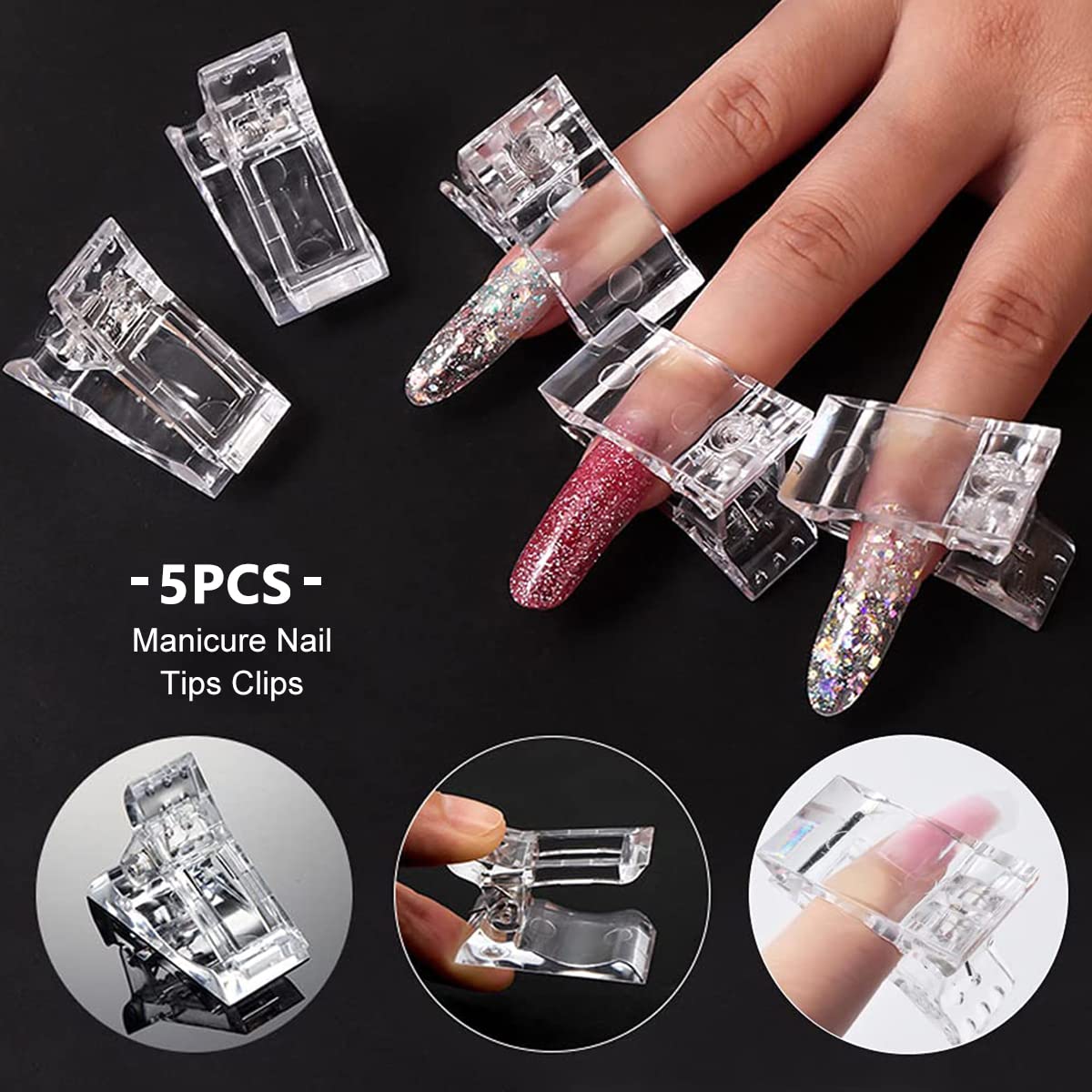 ZIBUYU® 100 Pcs Dual Nail Forms Clear Nail Mold Tips Kit with 1 Dual Head Gel Brush Pen,5 Nail Clips,1 Nail File 10 Sizes Forms Set with Scale for Acrylic UV Gel Nail Extension