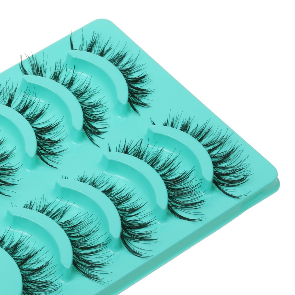 Magideal False Eyelashes for Makeup featuring Handmade Messy Cross Style and Green Fiber | 5 Pairs Reusable
