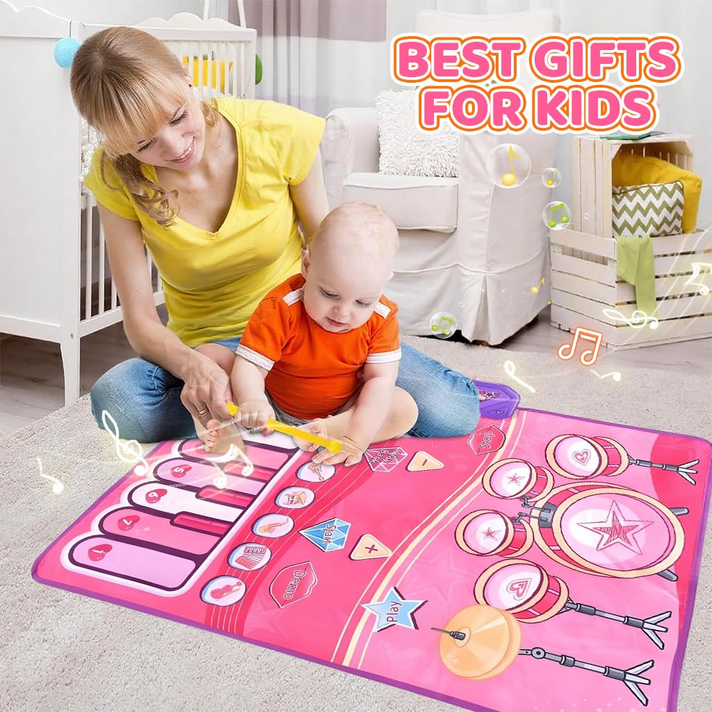 PATPAT Piano Keyboard Musical Mat for Kids with 8 Instrument Sounds and 75x54 cm Size | Educational Play Toy
