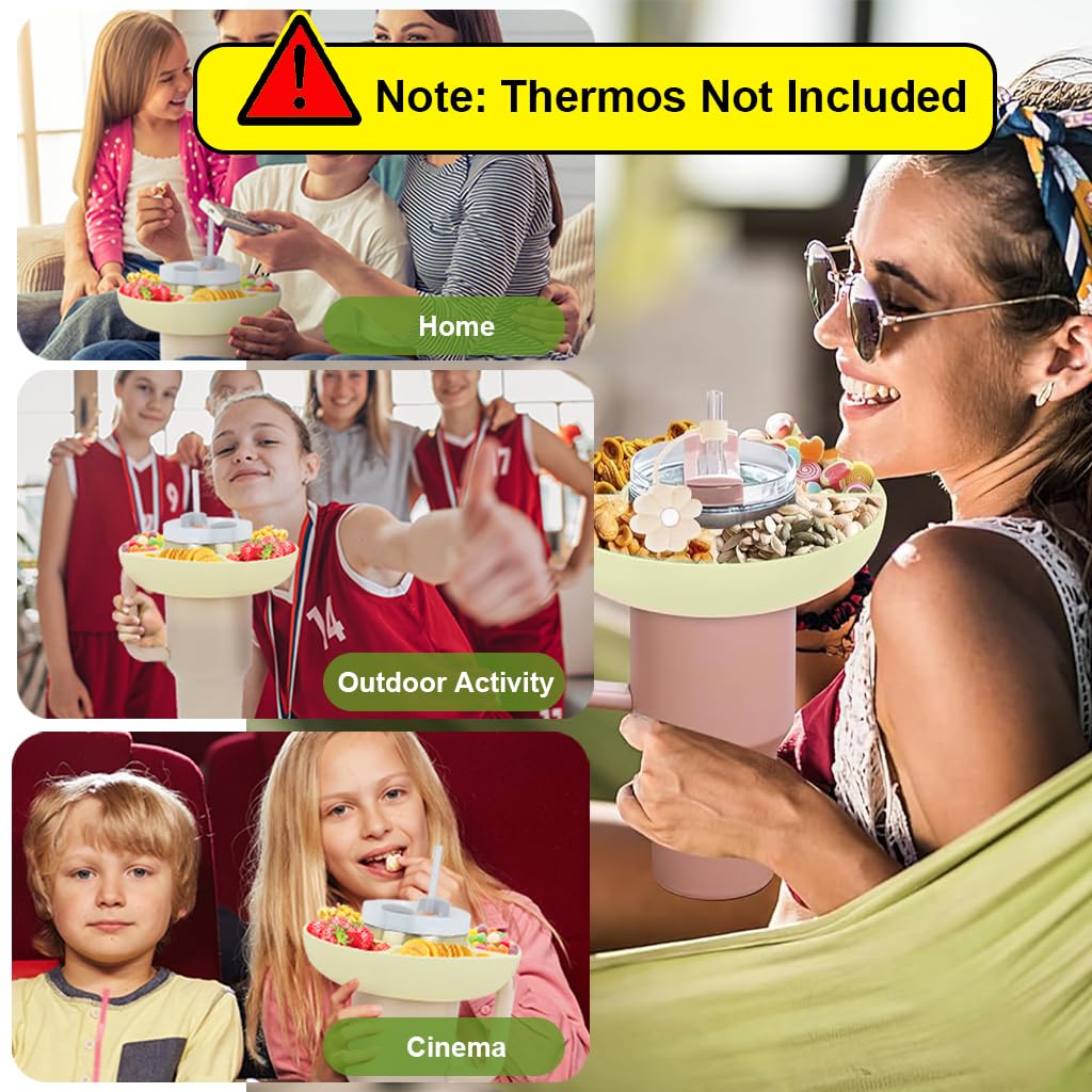 Supvox Snack Tray for Stanley Cup 40oz with 4 Grid Design and BPA Free Silicone Container | 2PCS