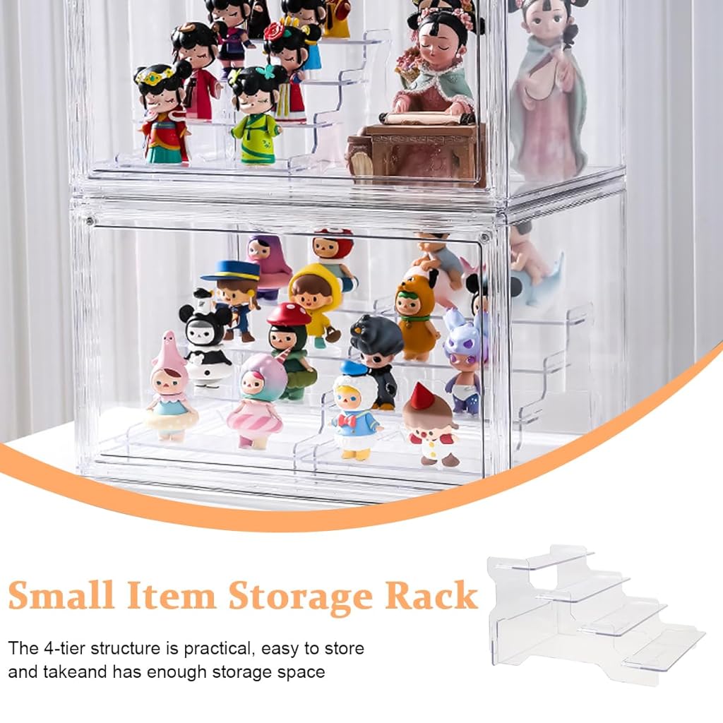 HASTHIP® Acrylic Display Rack for Figures Collection Garage Kits POP MART Blind Box Figures Desk Decoration Figures 4-Layer Transparent Acrylic Display Rack for Anime Figures Toy, Perfume, Model Toy