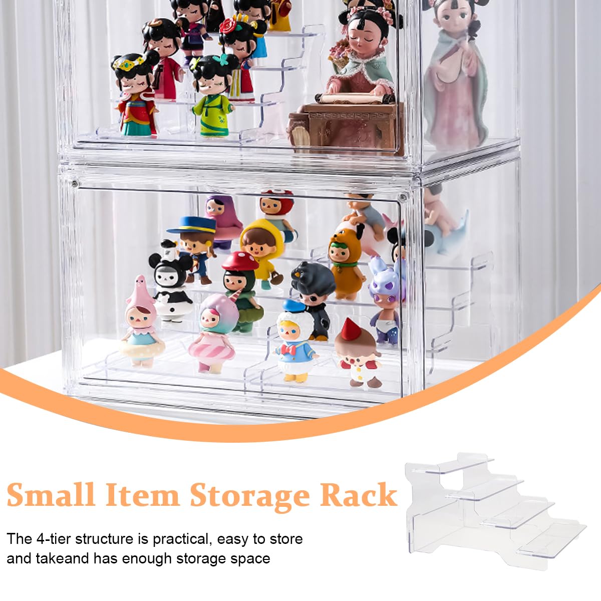 HASTHIP® Acrylic Display Rack for Figures Collection Garage Kits POP MART Blind Box Figures Desk Decoration Figures 4-Layer Transparent Acrylic Display Rack for Anime Figures Toy, Perfume, Model Toy