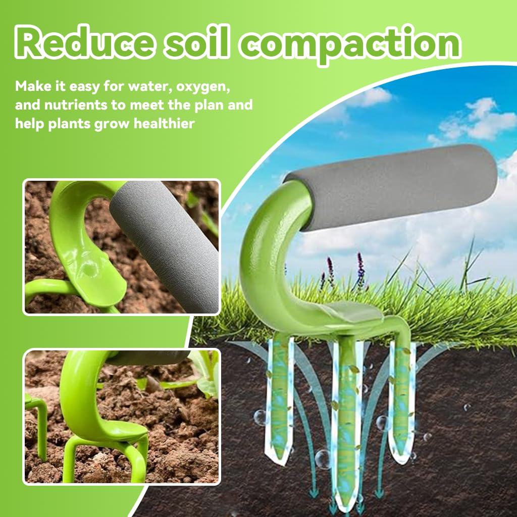 ZIBUYU Hand Tiller Claw Cultivator for Garden Soil Loosening with 7.5cm Tines and Ergonomic Handle