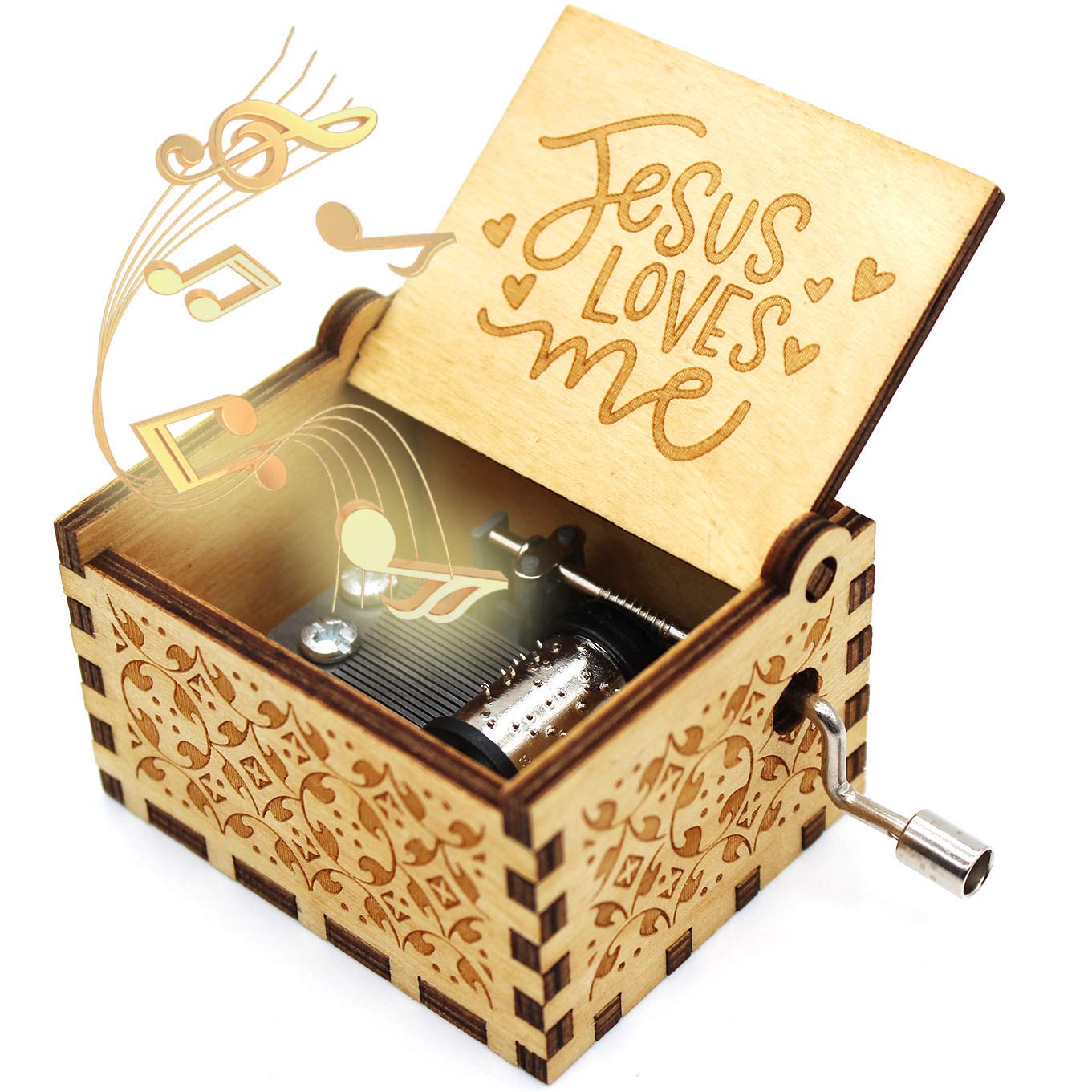 PATPAT® Wooden Music Box - Jesus Loves Me Music Box, Gifts for Christian