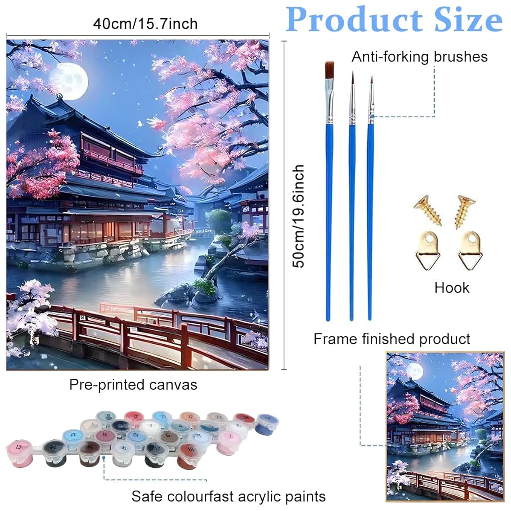 HASTHIP® DIY Paint by Numbers Kit for Adults and Teens, 16x20 Inch Multicolor Canvas, Figures, Brushes, Frameless Art Set for Home Room Wall Decor, Gift Painting Kit, Folded Plastic Packaging