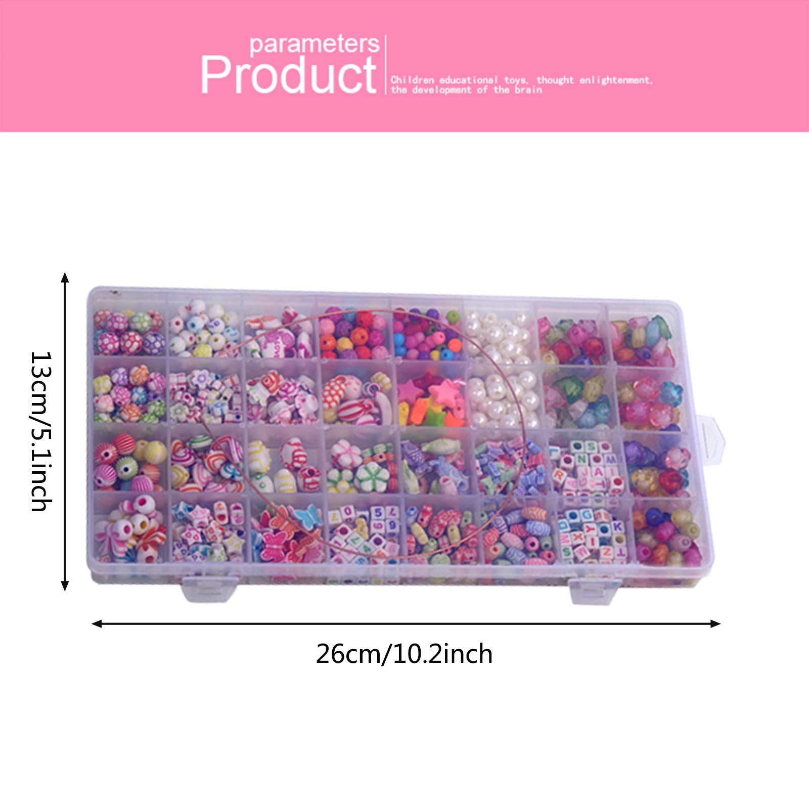 ZIBUYU Beads for Jewellery Making with 24 Grid Storage Box and 580 Pcs Set for Kids | DIY Necklace and Bracelet Craft Kit