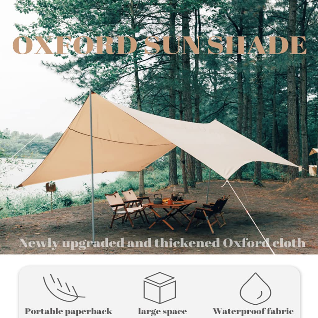 Proberos Sunshade Canopy for Camping and Picnic featuring 10x10ft Size and 210D Oxford Fabric | UPF 50+ UV Protection with Black Coating Lining