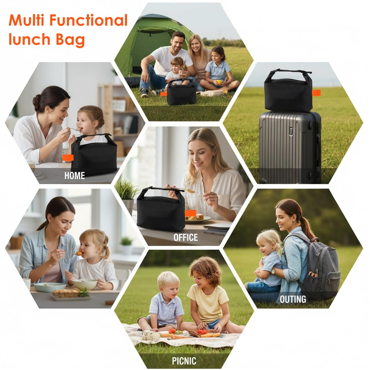 HASTHIP Insulated Lunch Bag for Work, School and Picnic with Quick-Release Buckle Handle | Waterproof Minimalist Tote