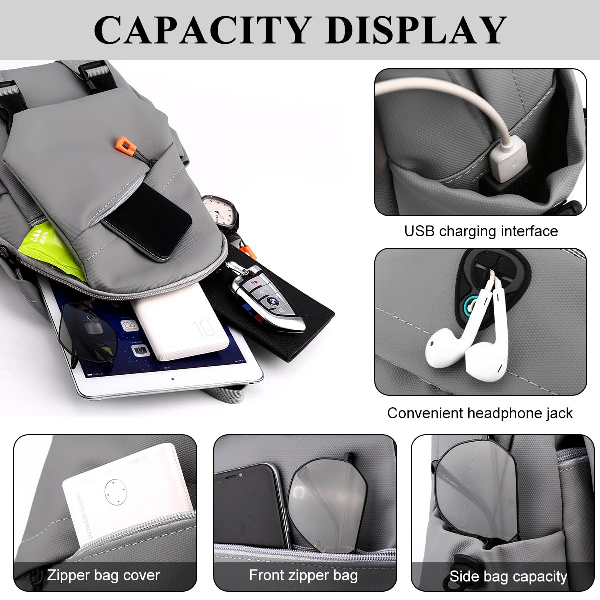 GUSTAVE Chest Bag for Men featuring Dual Zipper Compartments and Handle | Waterproof Nylon 20x11x31 cm Sling for Travel