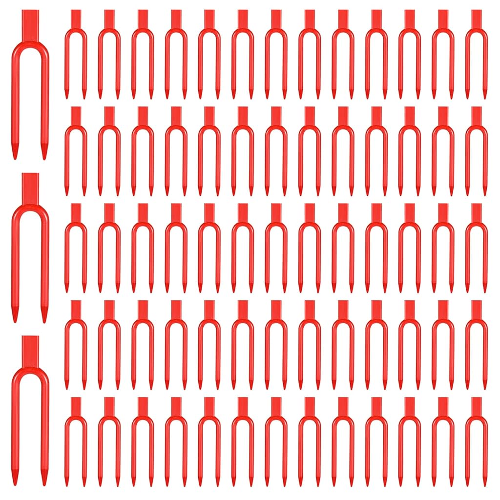 HASTHIP® 100Pcs Plant Training Forks, 2 Inch Red Gardening Branch Forks, Plant Support and Growth Guide for Bonsai, Tomato, Vine, and Climbing Plants, Gardening Tool Sets