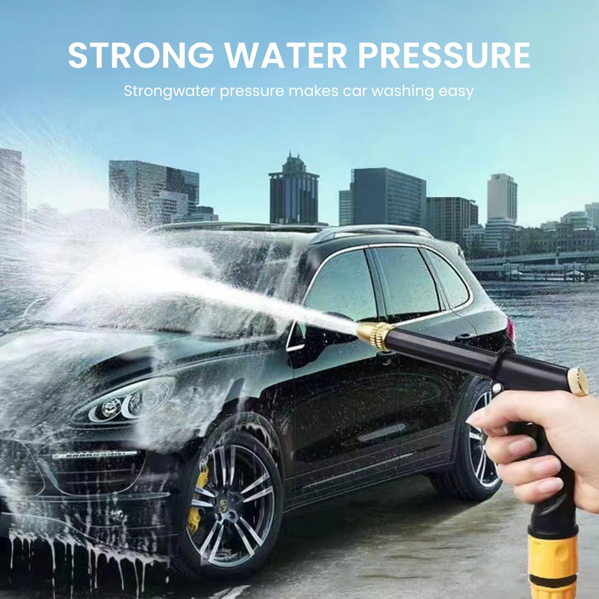 HASTHIP Car Washer Gun for Car and Garden with 10M Hose featuring Four Spray Modes | Alloy Nozzle