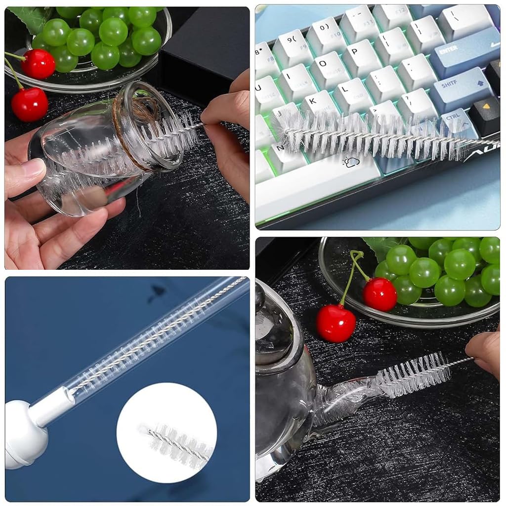 ZIBUYU Straw Cleaner Brush for Reusable Straws with Stainless Steel Handle and Nylon Bristles Pack of 10