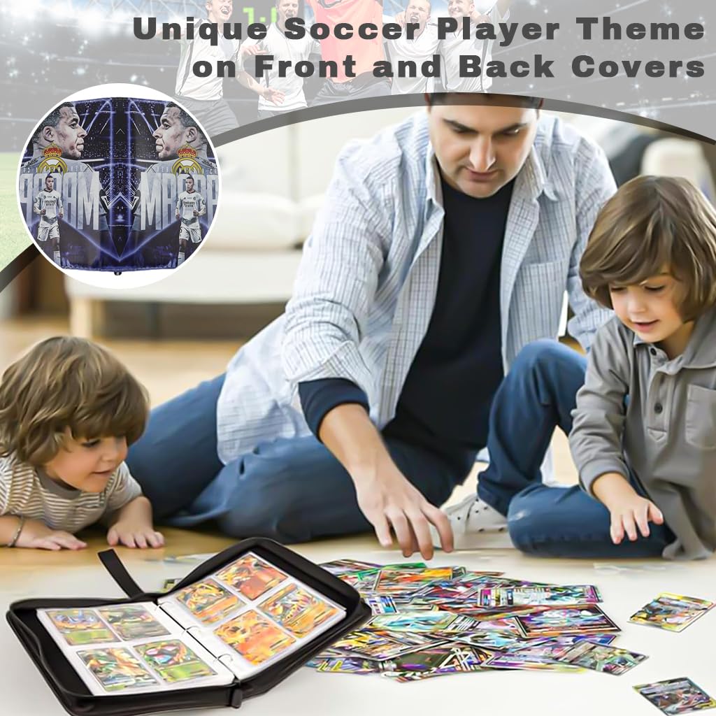 PATPAT Soccer Cards Binder for Collectors with 400 Pockets Zipper Closure and PU Cover | Waterproof Storage Organizer